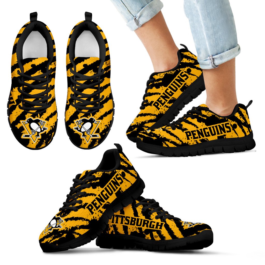 Stripes Pattern Print Pittsburgh Penguins Sneakers V3 Stripes Pattern Print Pittsburgh Penguins Sneakers V3