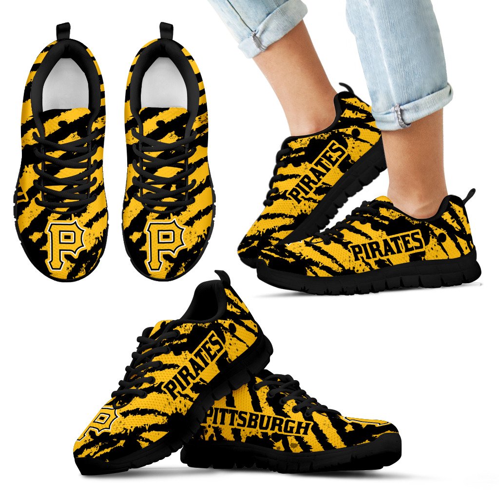 Stripes Pattern Print Pittsburgh Pirates Sneakers Stripes Pattern Print Pittsburgh Pirates Sneakers