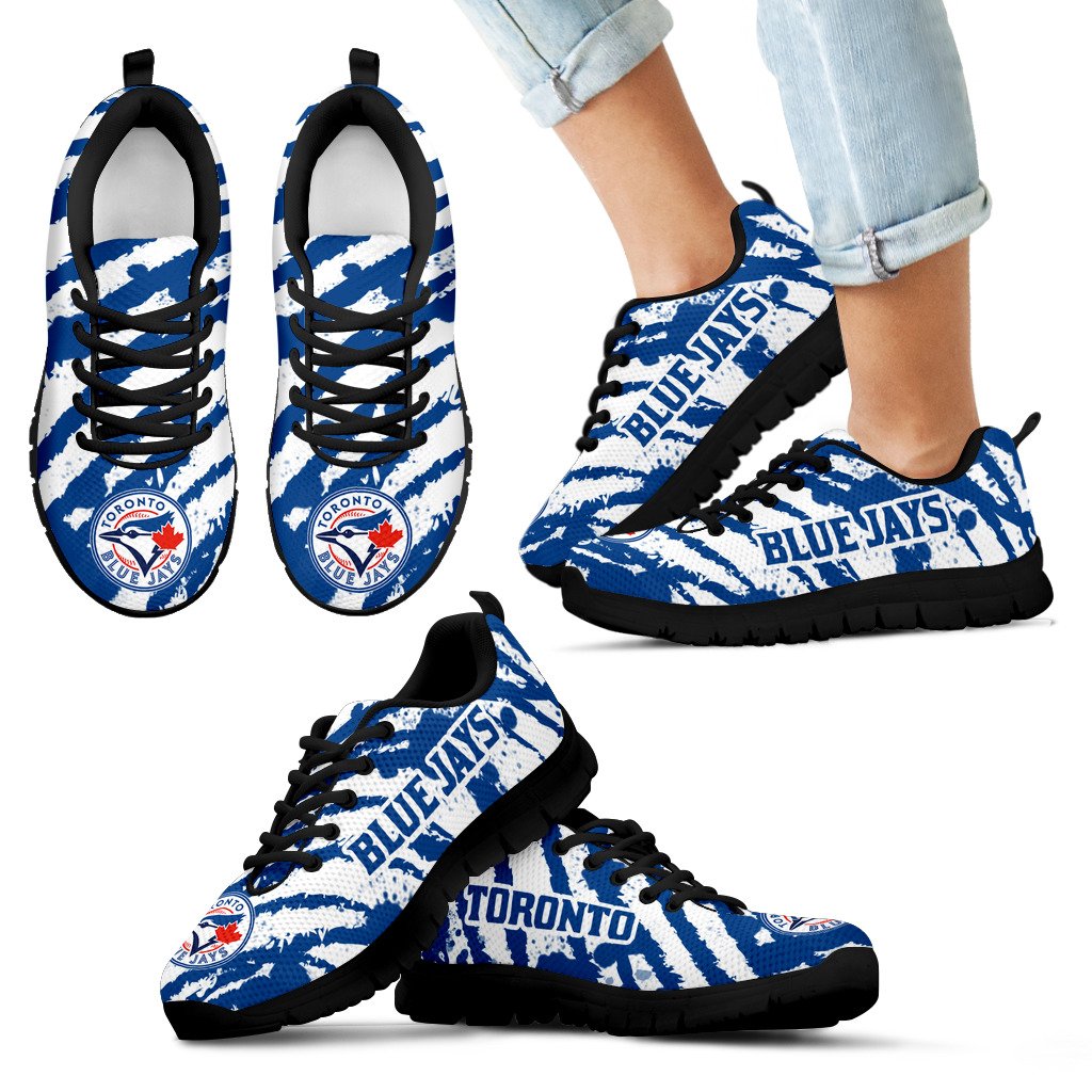 Stripes Pattern Print Toronto Blue Jays Sneakers V3 Stripes Pattern Print Toronto Blue Jays Sneakers V3