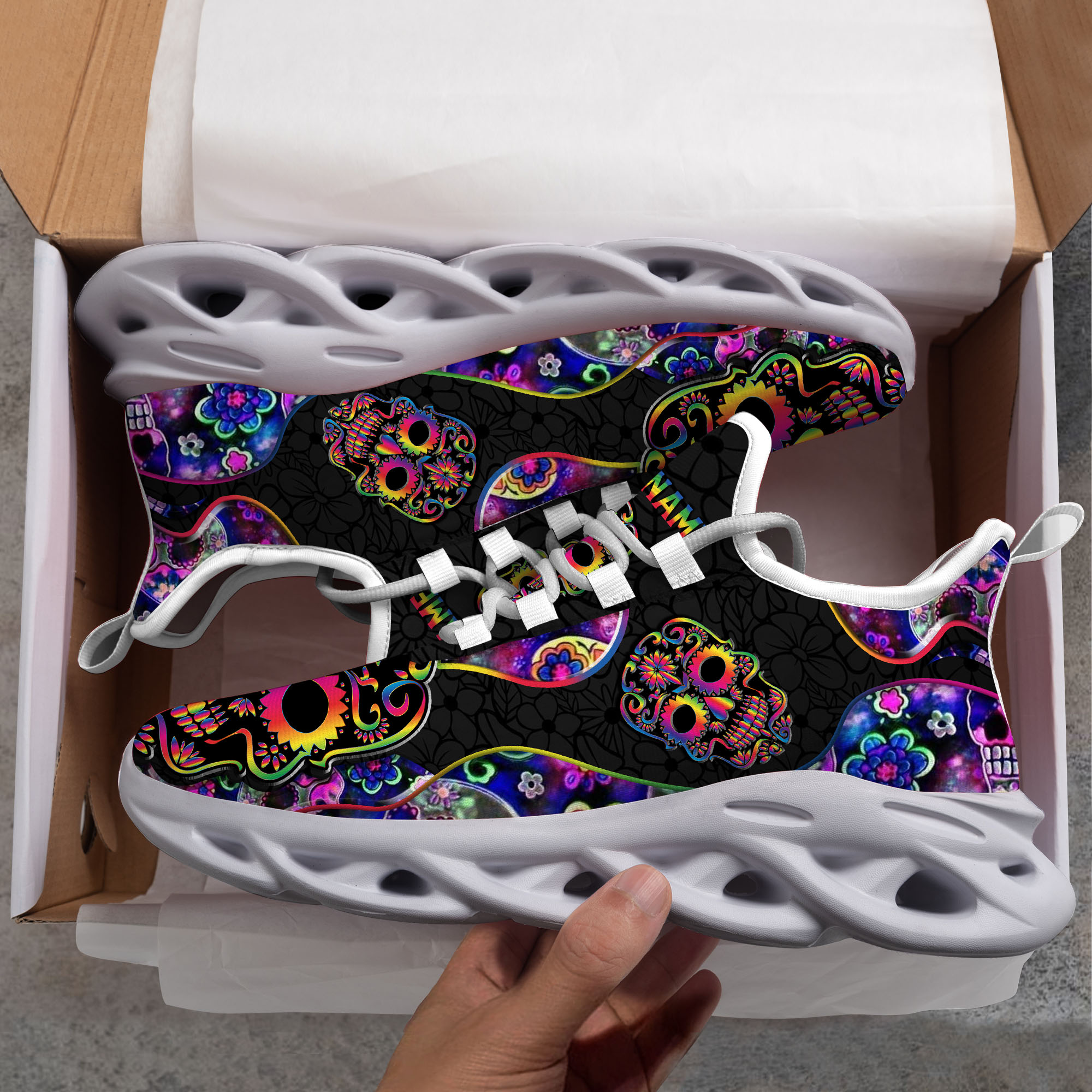 Sugar Skull Custom Name Clunky Max Soul Shoes Sugar Skull Custom Name Clunky Max Soul Shoes