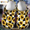 Sunflower White And Black Crocs Clog Shoes