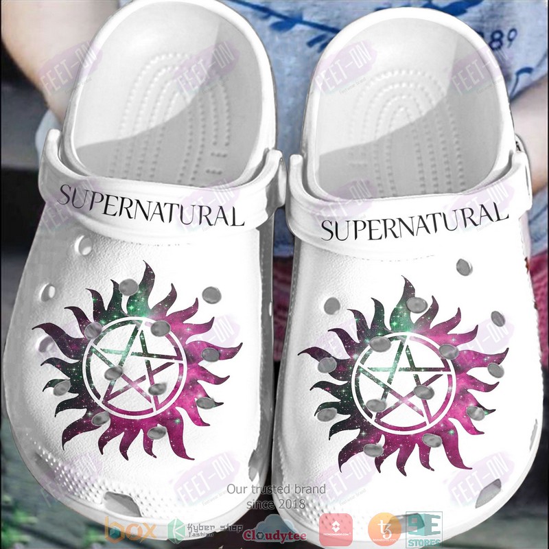 Supernatural Movie White Crocband Crocs Clog Shoes Supernatural Movie White Crocband Crocs Clog Shoes