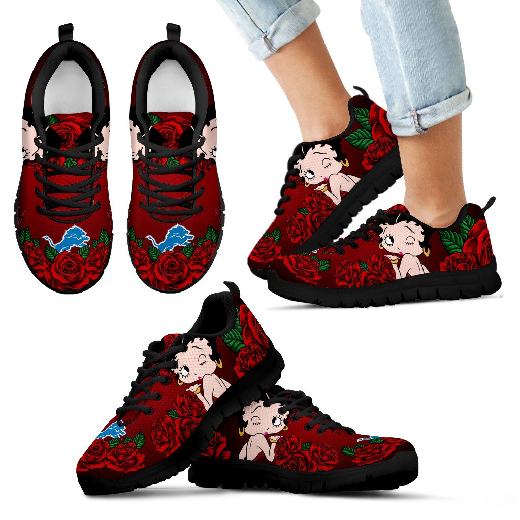 Sweet Rose With Betty Boobs For Detroit Lions Sneakers Sweet Rose With Betty Boobs For Detroit Lions Sneakers