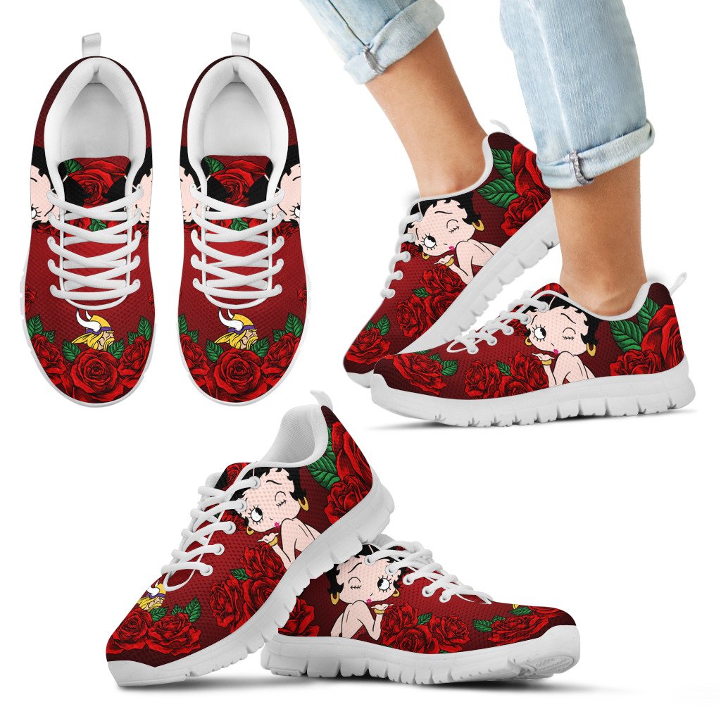 Sweet-Rose-With-Betty-Boobs-For-Minnesota-Vikings-Sneakers-1
