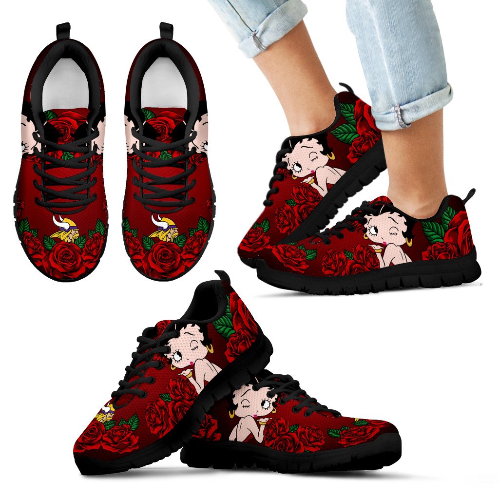 Sweet Rose With Betty Boobs For Minnesota Vikings Sneakers Sweet Rose With Betty Boobs For Minnesota Vikings Sneakers