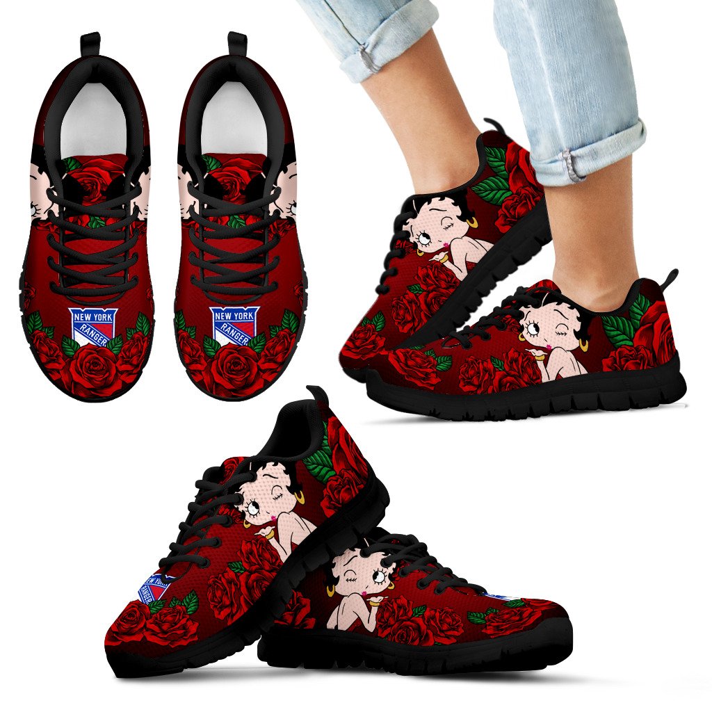 Sweet Rose With Betty Boobs For New York Rangers Sneakers Sweet Rose With Betty Boobs For New York Rangers Sneakers