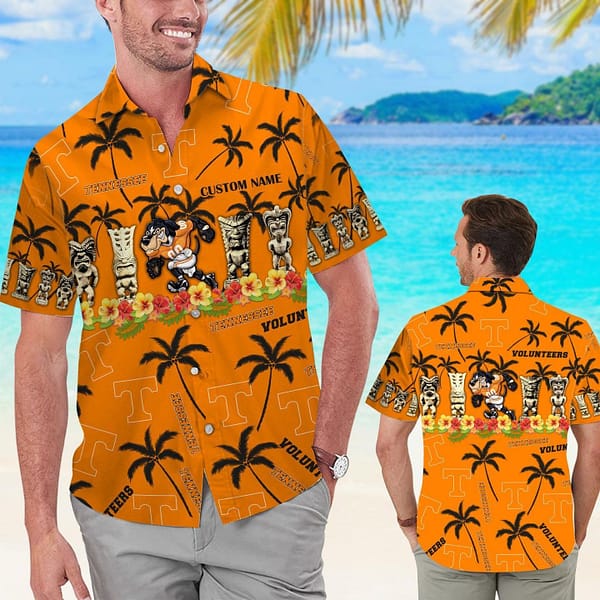 Tennessee Volunteers Black Palm Tree Hawaiian Shirt Tennessee Volunteers Black Palm Tree Hawaiian Shirt