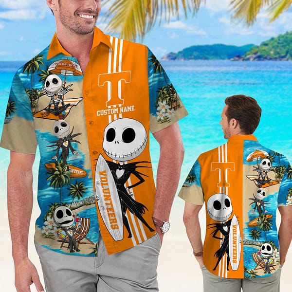 Tennessee Volunteers Skeleton Surfboard Hawaiian Shirt Tennessee Volunteers Skeleton Surfboard Hawaiian Shirt