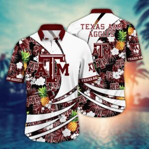 Texas A&M Aggies Tropical Pineapple Flowers Hawaiian Shirt
