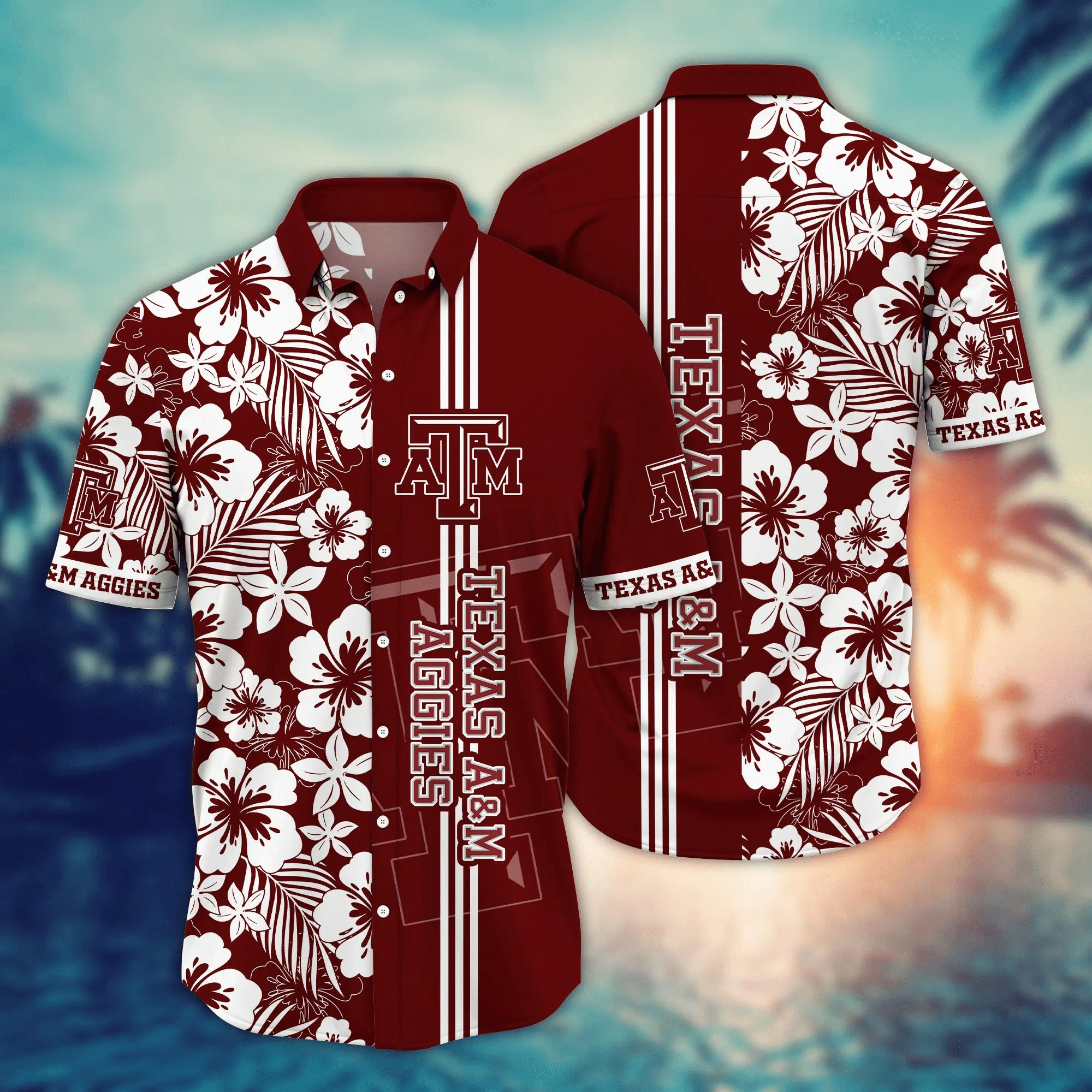 Texas A&M Aggies White Blossom Aloha Hawaiian Shirt Texas A&M Aggies White Blossom Aloha Hawaiian Shirt