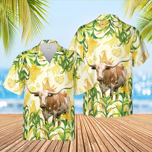 Texas Longhorns Cows And Corn Hawaiian Shirt Texas Longhorns Cows And Corn Hawaiian Shirt