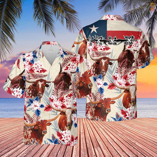 Texas Longhorns Funny Cow Hawaiian Shirt Texas Longhorns Funny Cow Hawaiian Shirt