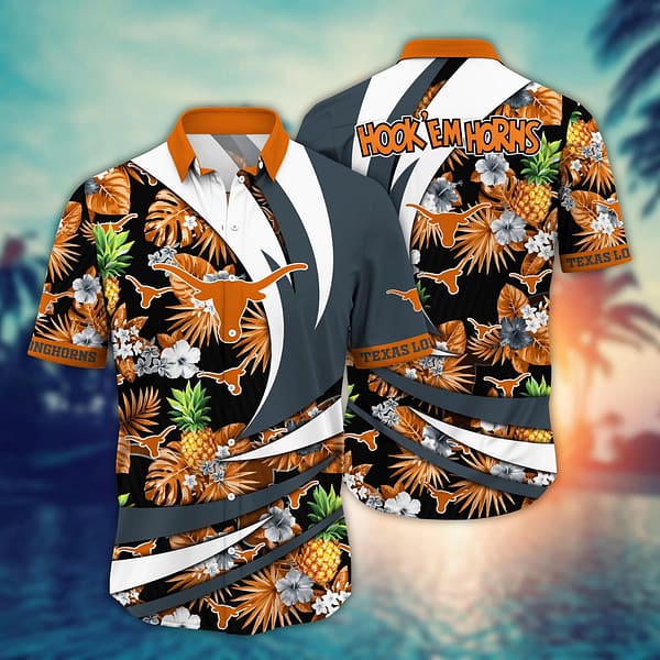 Texas Longhorns Tropical Floral Pineapple Hawaiian Shirt Texas Longhorns Tropical Floral Pineapple Hawaiian Shirt