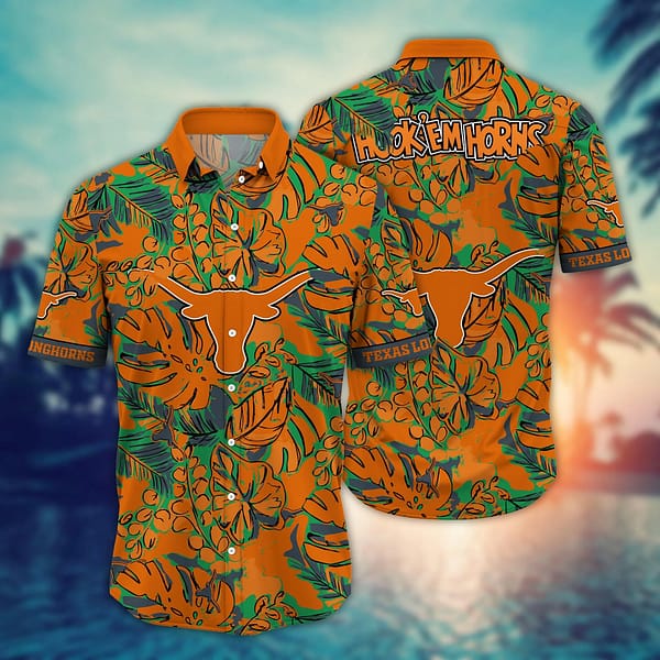 Texas Longhorns Tropical Leaf Hawaiian Shirt Texas Longhorns Tropical Leaf Hawaiian Shirt