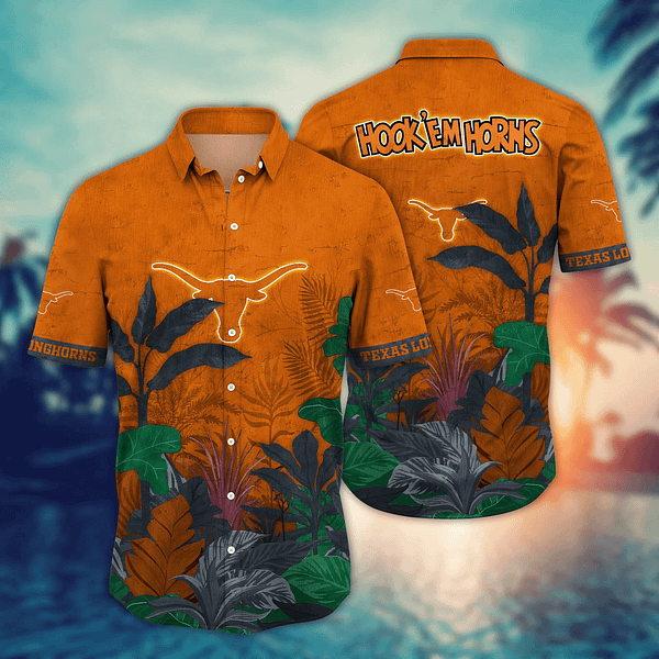 Texas Longhorns Tropical Leafs New Design Hawaiian Shirt Texas Longhorns Tropical Leafs New Design Hawaiian Shirt