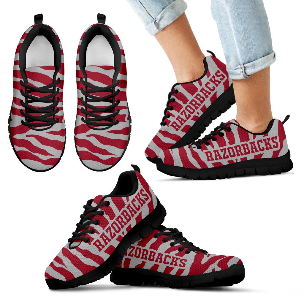 Tiger Skin Stripes Pattern Print Arkansas Razorbacks Sneakers Tiger Skin Stripes Pattern Print Arkansas Razorbacks Sneakers