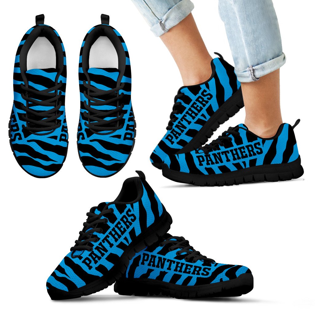 Tiger Skin Stripes Pattern Print Carolina Panthers Sneakers Tiger Skin Stripes Pattern Print Carolina Panthers Sneakers