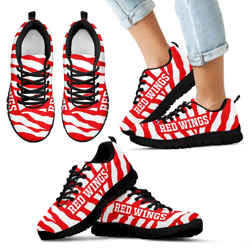 Tiger Skin Stripes Pattern Print Detroit Red Wings Sneakers Tiger Skin Stripes Pattern Print Detroit Red Wings Sneakers