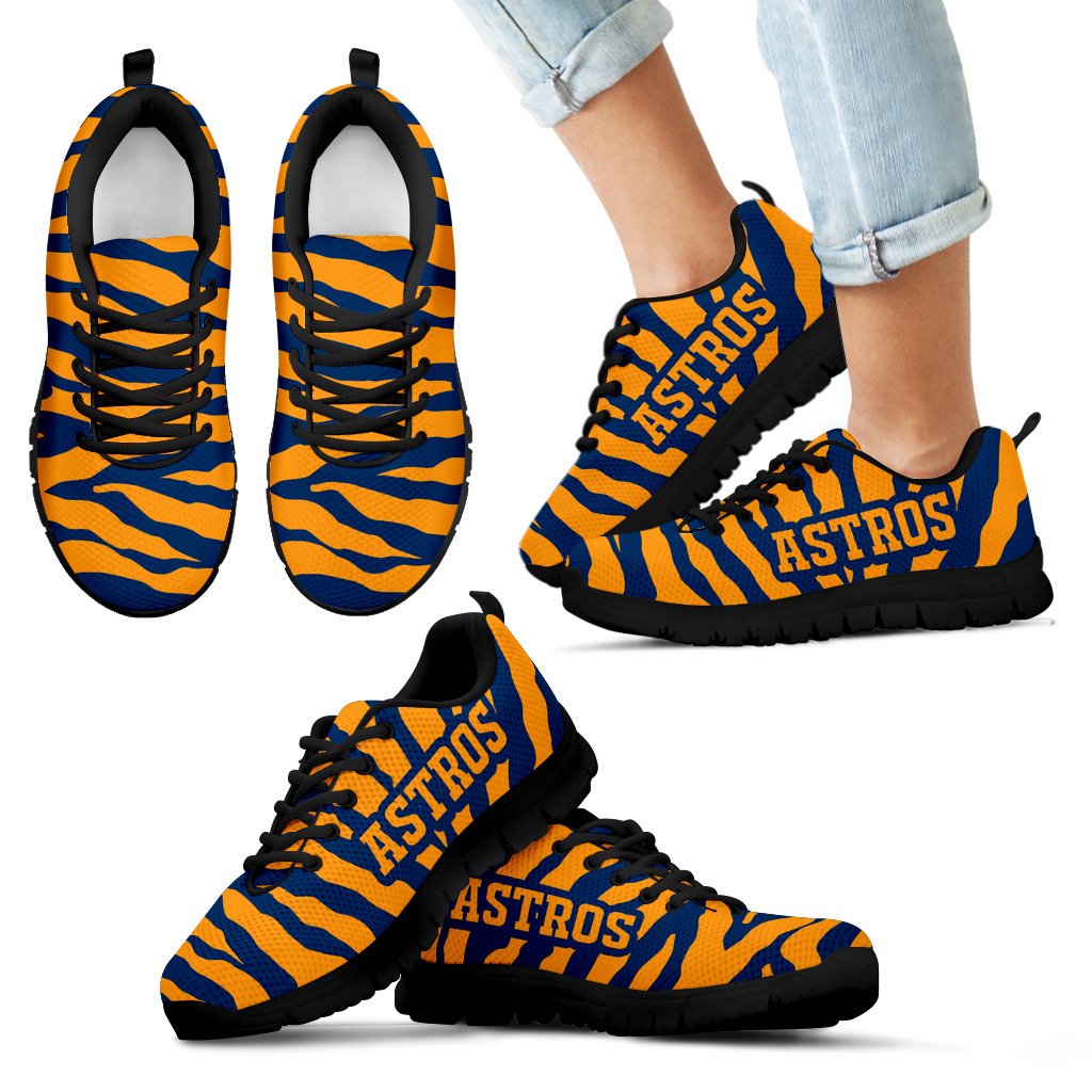 Tiger Skin Stripes Pattern Print Houston Astros Sneakers Tiger Skin Stripes Pattern Print Houston Astros Sneakers