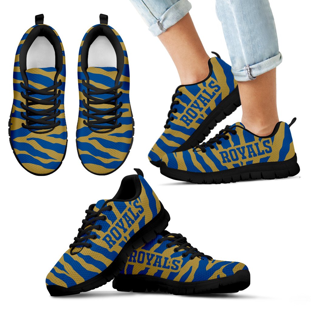 Tiger Skin Stripes Pattern Print Kansas City Royals Sneakers Tiger Skin Stripes Pattern Print Kansas City Royals Sneakers