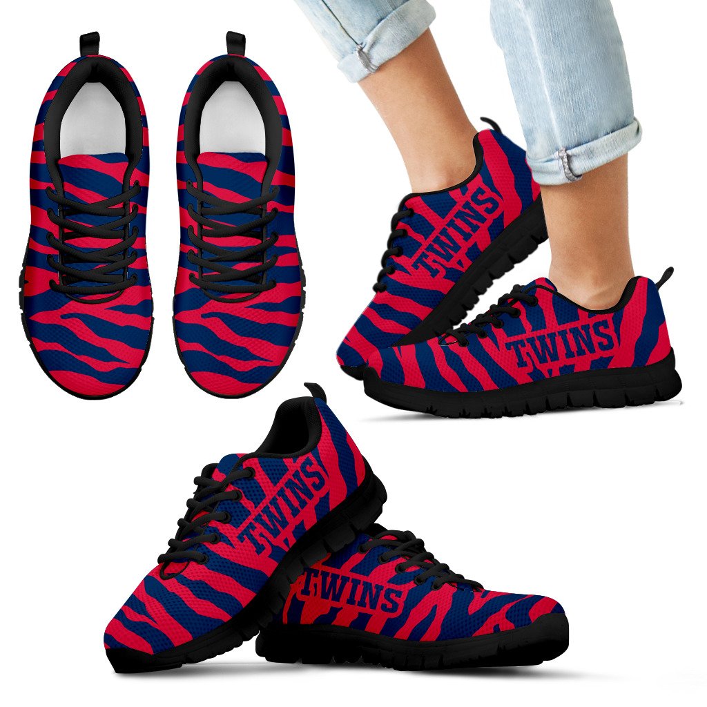 Tiger Skin Stripes Pattern Print Minnesota Twins Sneakers Tiger Skin Stripes Pattern Print Minnesota Twins Sneakers