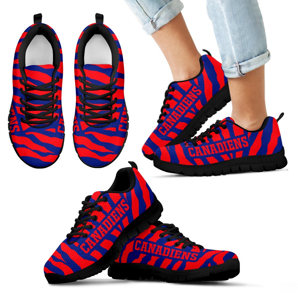 Tiger Skin Stripes Pattern Print Montreal Canadiens Sneakers Tiger Skin Stripes Pattern Print Montreal Canadiens Sneakers