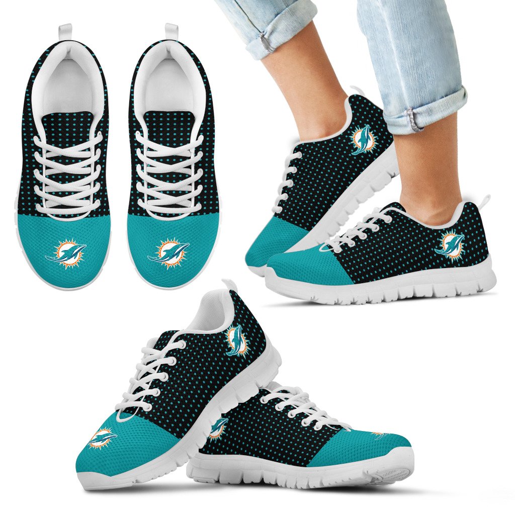 Tiny-Cool-Dots-Background-Mix-Lovely-Logo-Miami-Dolphins-Sneakers-1