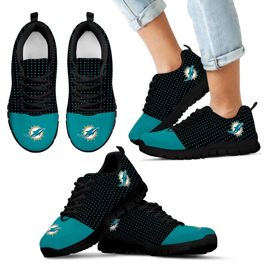 Tiny Cool Dots Background Mix Lovely Logo Miami Dolphins Sneakers Tiny Cool Dots Background Mix Lovely Logo Miami Dolphins Sneakers