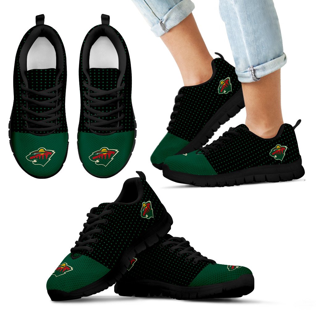 Tiny Cool Dots Background Mix Lovely Logo Minnesota Wild Sneakers Tiny Cool Dots Background Mix Lovely Logo Minnesota Wild Sneakers