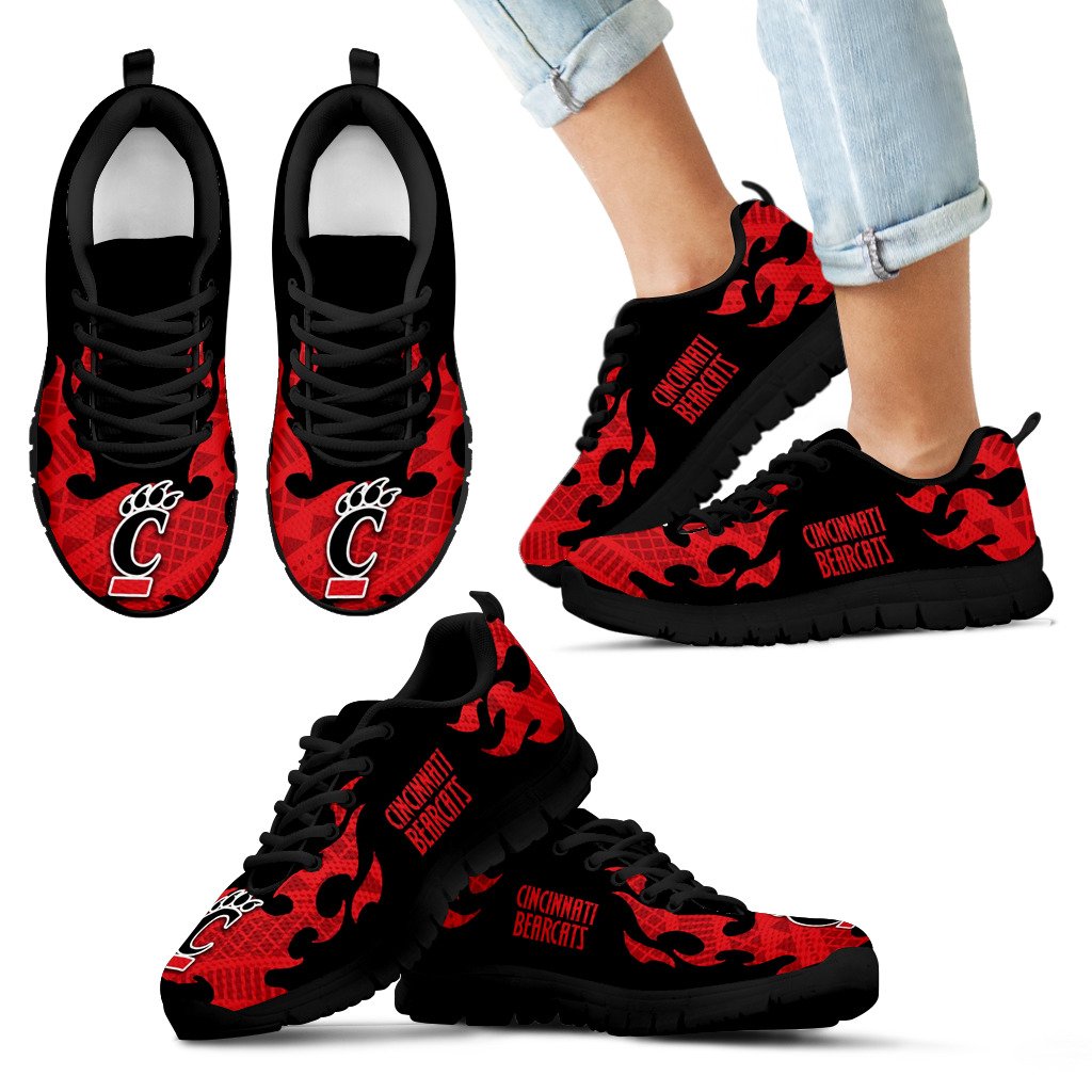 Tribal Flames Pattern Cincinnati Bearcats Sneakers Tribal Flames Pattern Cincinnati Bearcats Sneakers