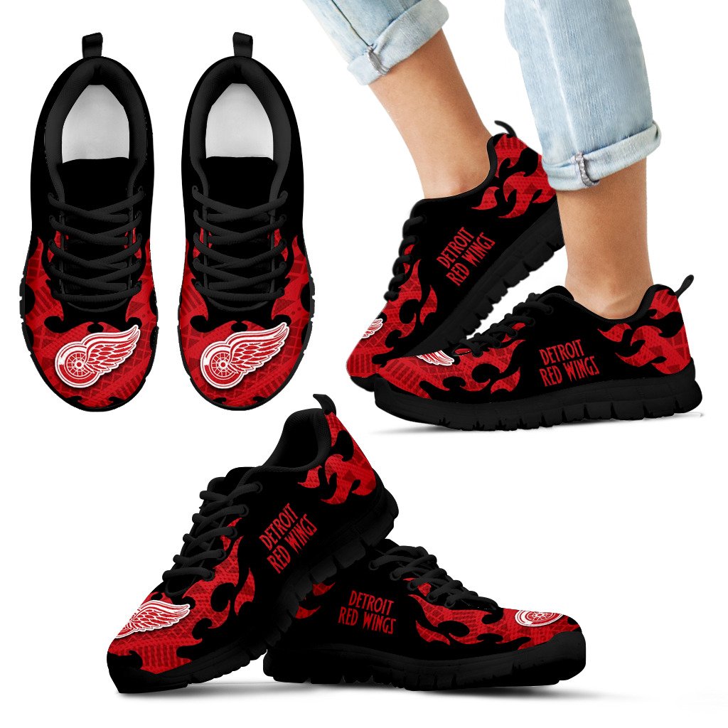 Tribal Flames Pattern Detroit Red Wings Sneakers Tribal Flames Pattern Detroit Red Wings Sneakers