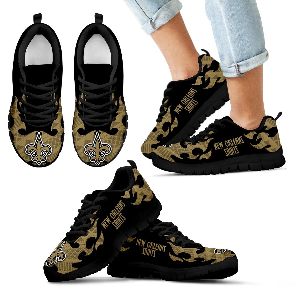 Tribal Flames Pattern New Orleans Saints Sneakers Tribal Flames Pattern New Orleans Saints Sneakers