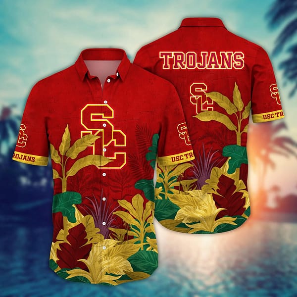 USC Trojans Tropical Leaf Hawaiian Shirt USC Trojans Tropical Leaf Hawaiian Shirt