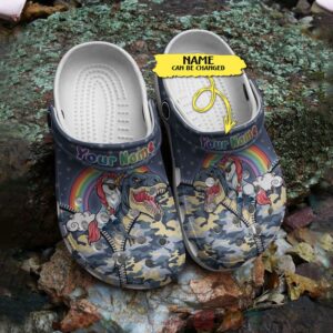 Unicorn Riding Dinosaur Custom Name Crocband Crocs Clog Shoes