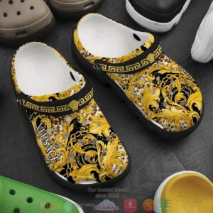 Versace Yellow Crocband Clog Shoes