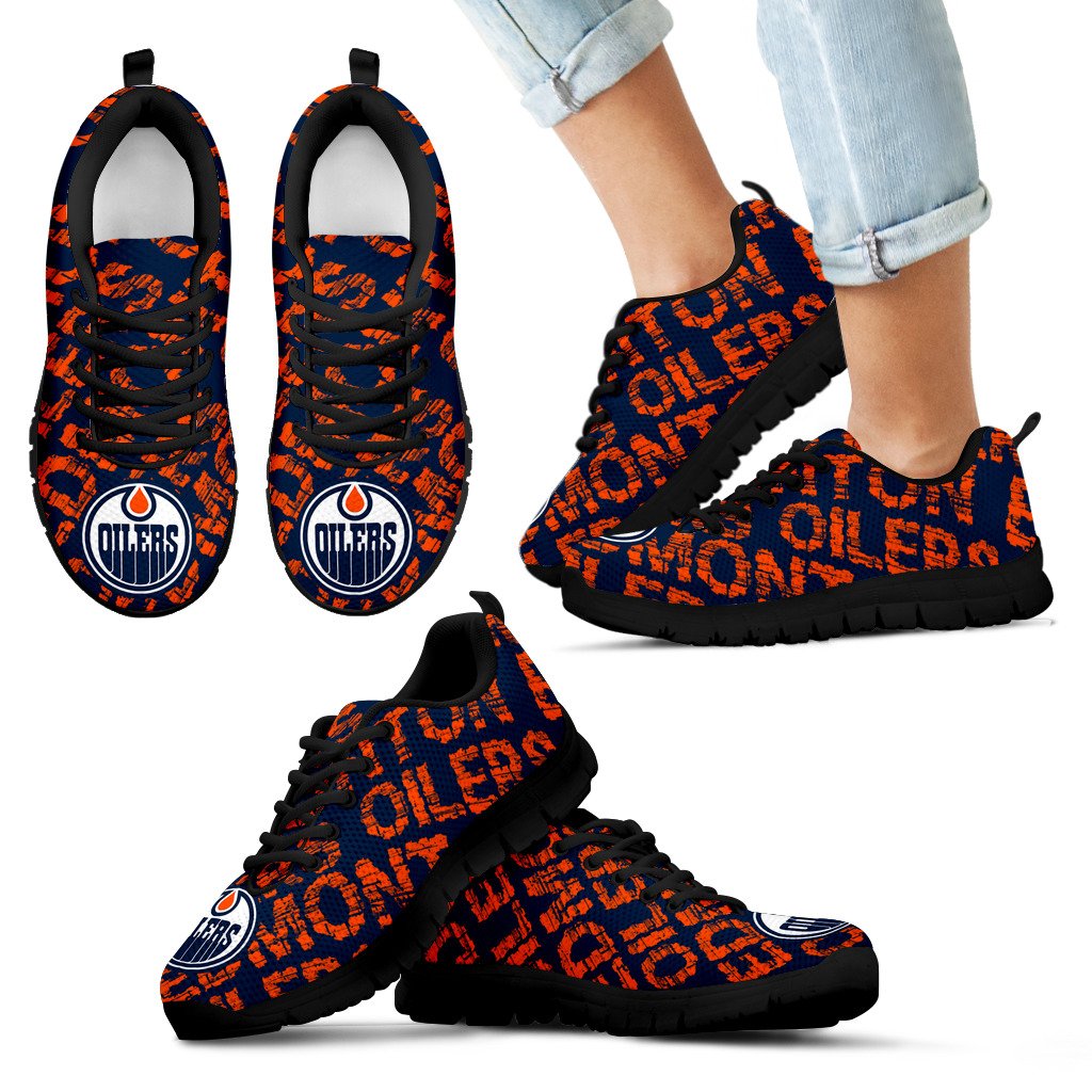 Vintage Logo Beautiful Edmonton Oilers Sneakers V2 Vintage Logo Beautiful Edmonton Oilers Sneakers V2