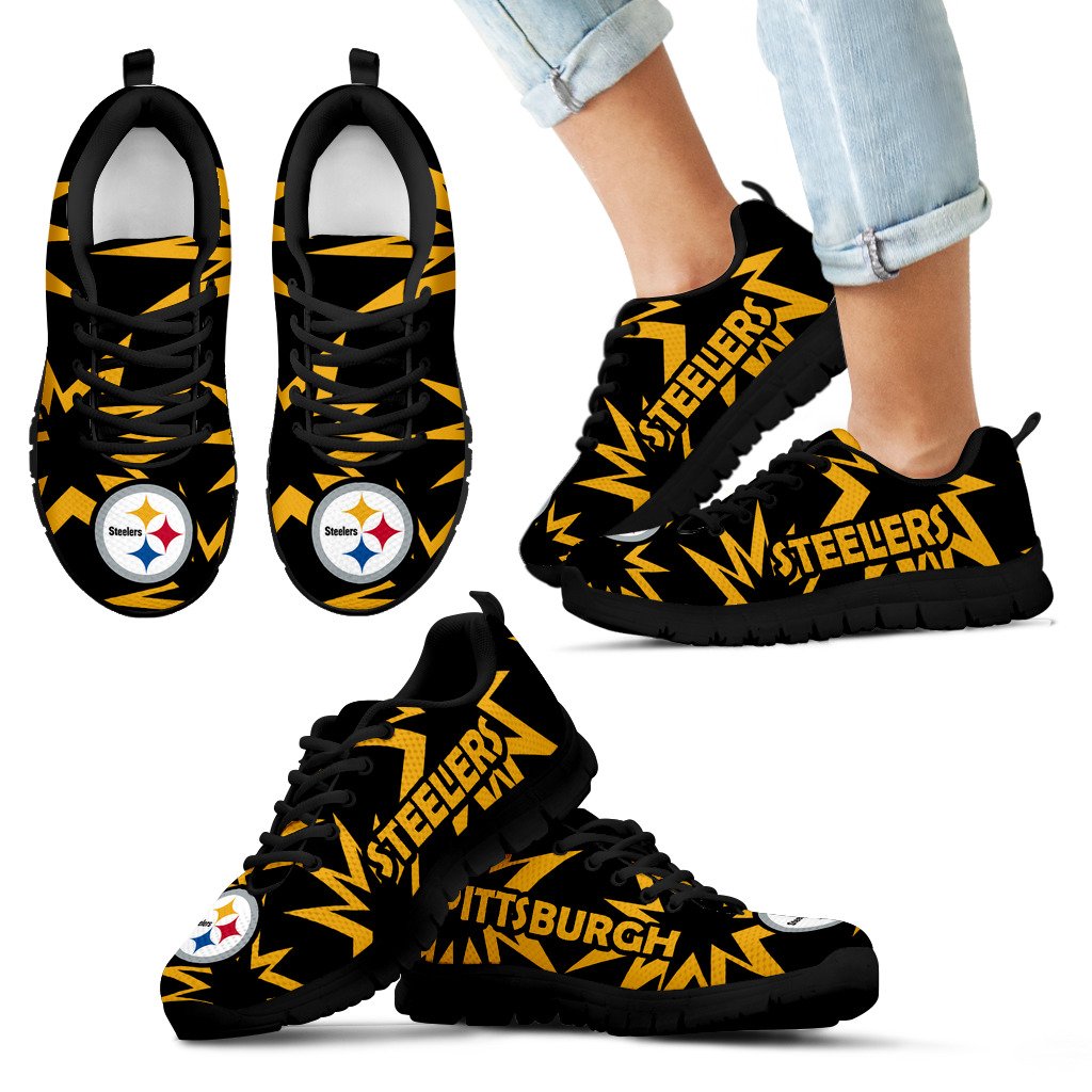 Zig Zag Circle Dizzy Excellent Nice Logo Pittsburgh Steelers Sneakers Zig Zag Circle Dizzy Excellent Nice Logo Pittsburgh Steelers Sneakers