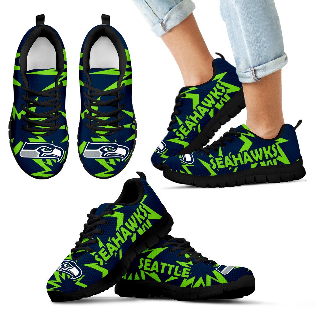 Zig Zag Circle Dizzy Excellent Nice Logo Seattle Seahawks Sneakers Zig Zag Circle Dizzy Excellent Nice Logo Seattle Seahawks Sneakers